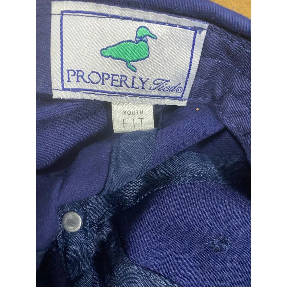 Properly Tied Boys Youth Fit Navy Blue Mallard Duck Logo Baseball Hat Cap
